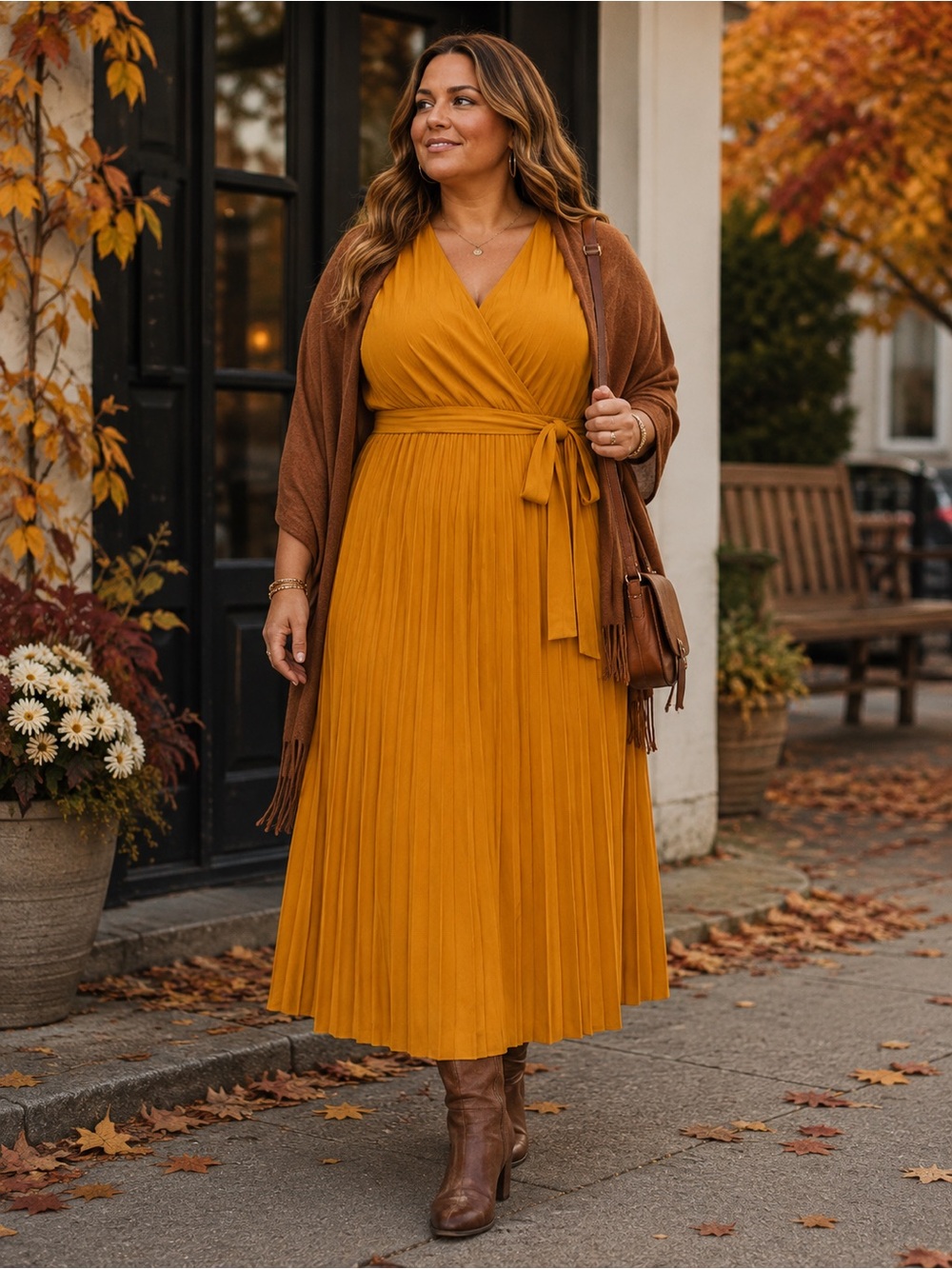 ✨ NEW Mustard Pleated Maxi Dress 2XL | Vacation Brunch Chic NWT